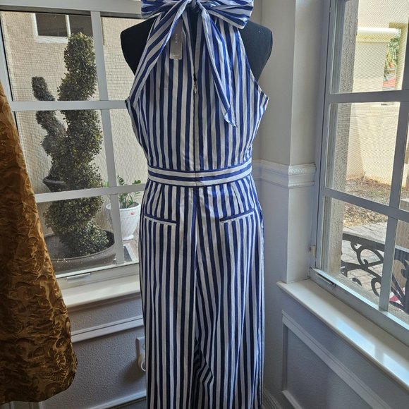 J.Crew nautical halter back striped jumpsuit size 6 - Picture 4 of 7